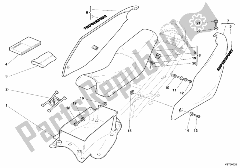 Tutte le parti per il Posto A Sedere del Ducati Supersport 750 SS 2001